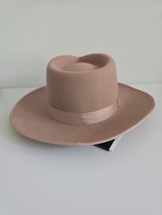 Gigi Pip Monroe Rancher Wool Fedora Dusty Pink Hat XS 55 Boho Western Cowgirl main image 11